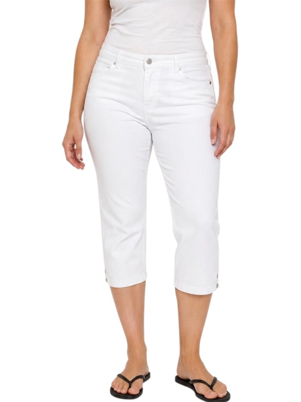 Size 12 Gloria Vanderbilt Amanda White High Rise Capri Jeans Cropped